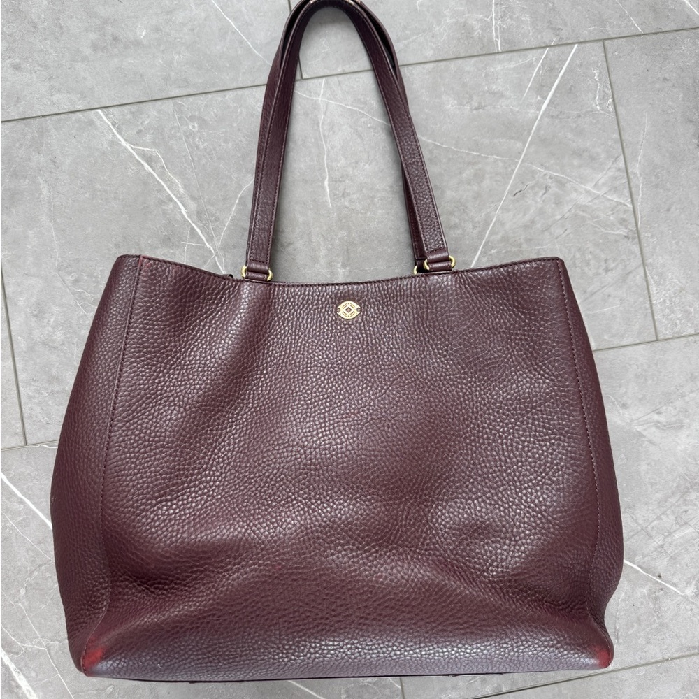 Dagne Dover Allyn Leather Tote in Oxblood